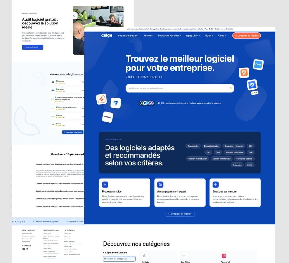 Site Celge — comparateur de logiciels de gestion d'entreprise
