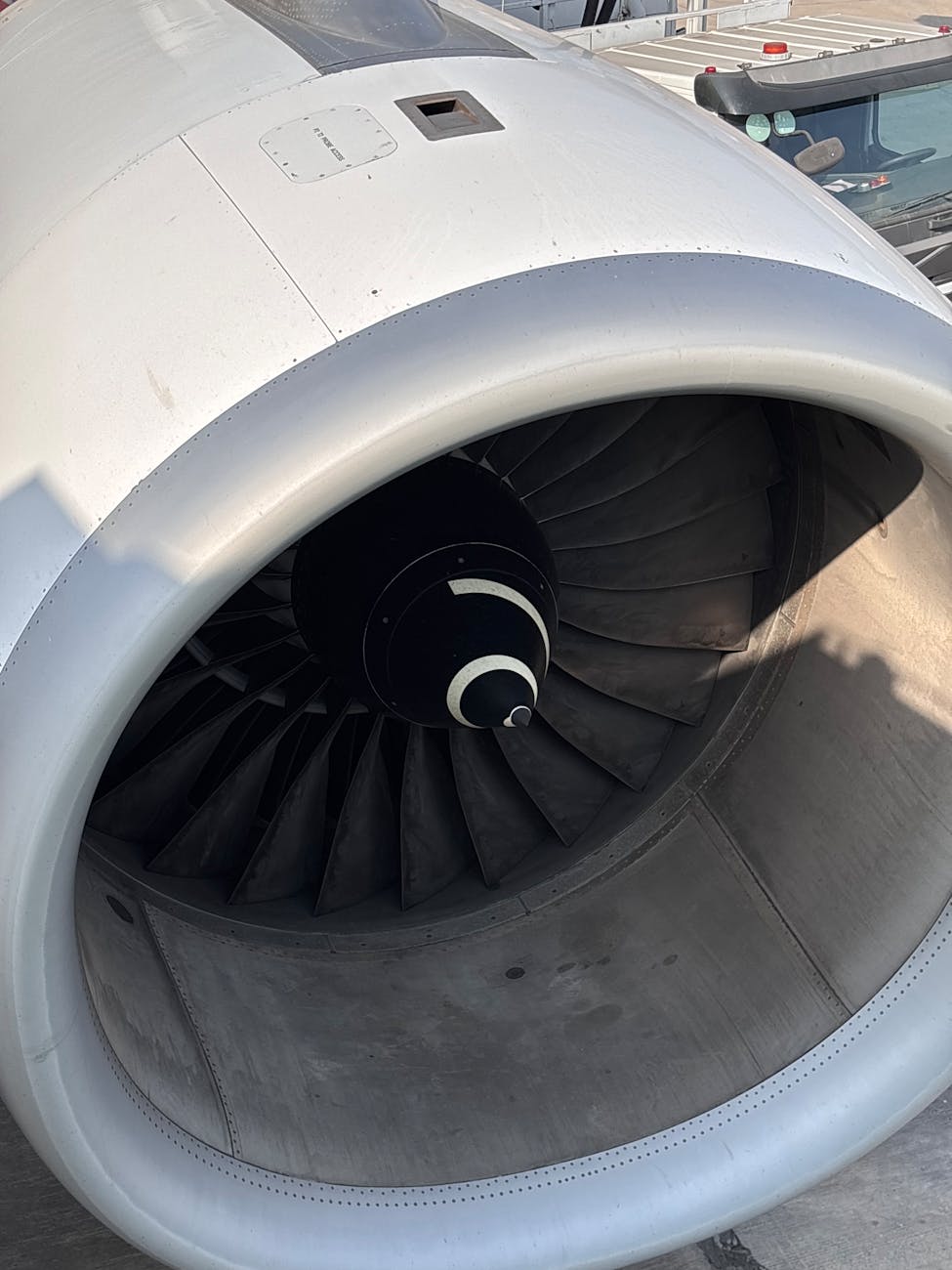 Détail d'une turbine de moteur d'avion