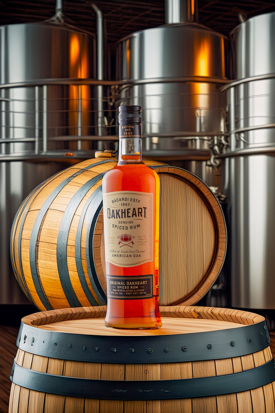 Distillerie de rhum avec tonneaux