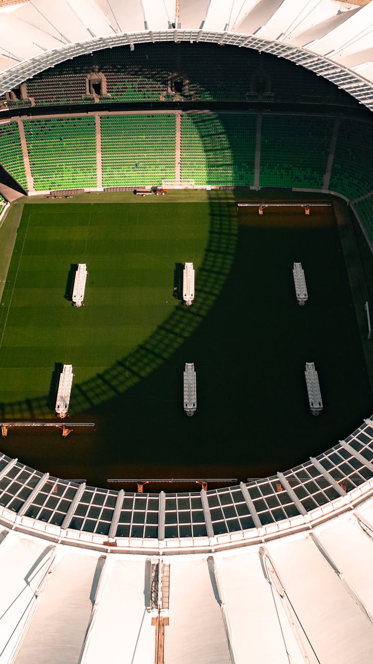 Vue aérienne d'un stade de football