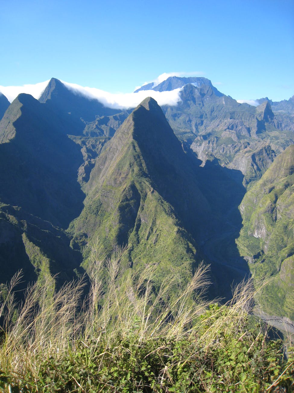 Pics montagneux verts de La Réunion