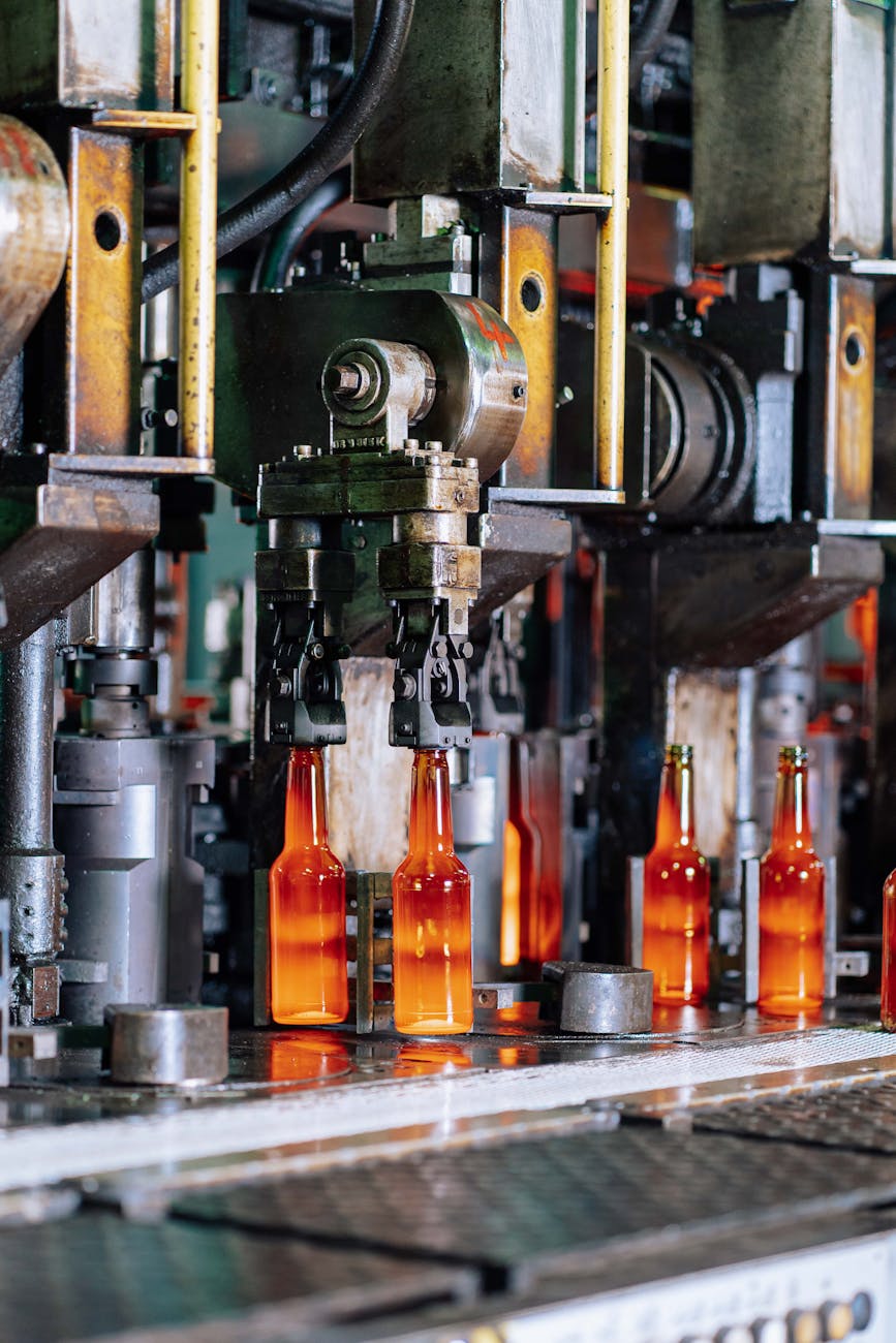 Ligne de production de bouteilles en verre dans une usine